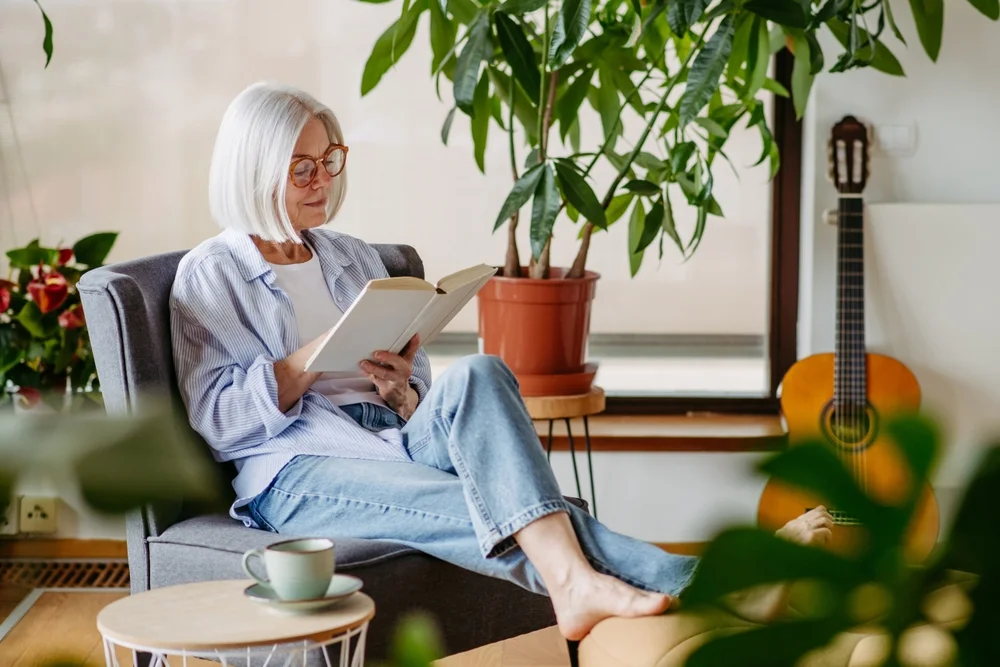 woman reading a book