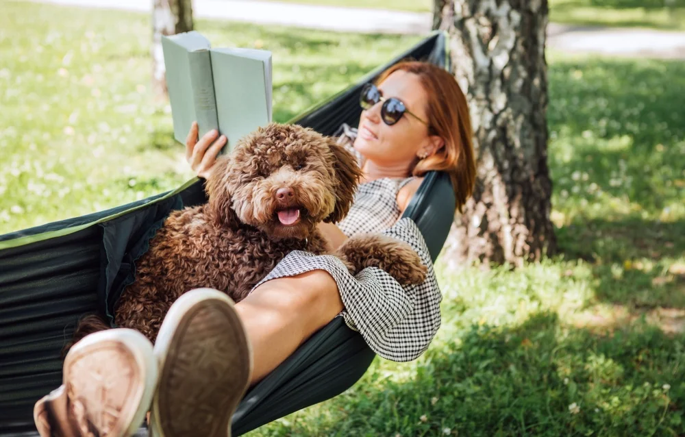 woman in hammock reading