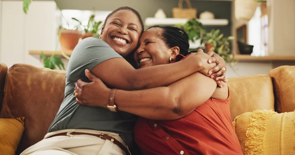 two women hugging