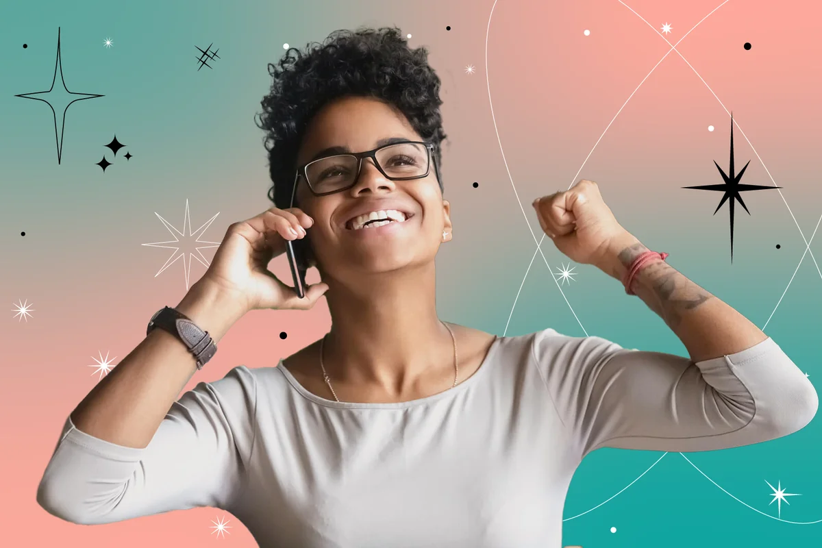 Businesswoman laughing with joy