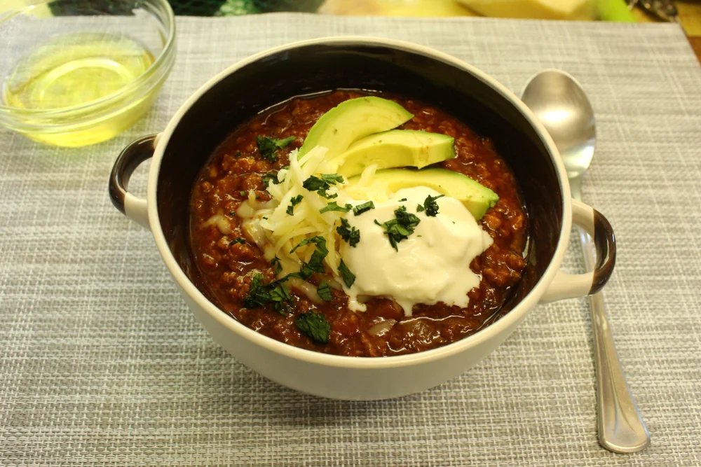 bowl of meaty chili
