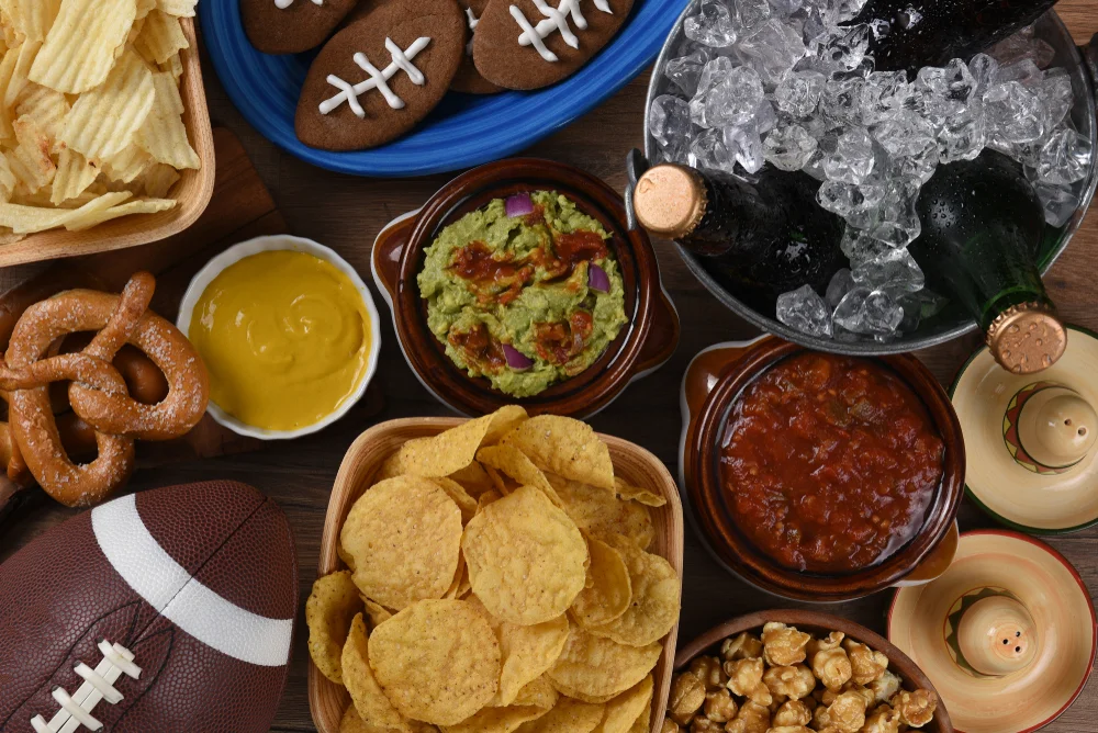 table of Super Bowl food