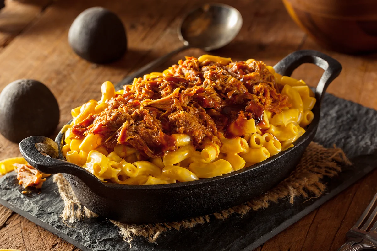 Homemade BBQ Pulled Pork Mac and Cheese Ready to Eat