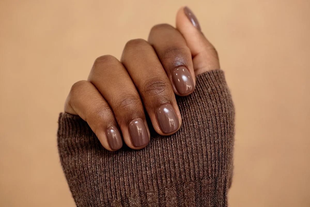 simple nail design in rich brown shade