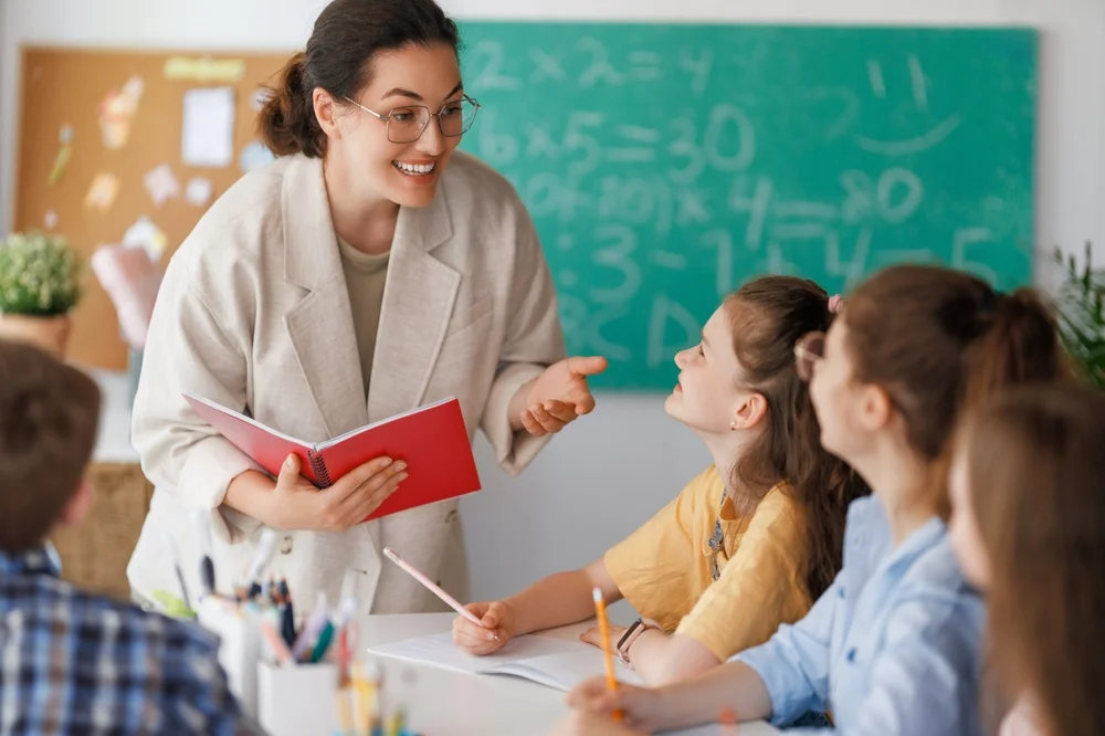 teacher with students