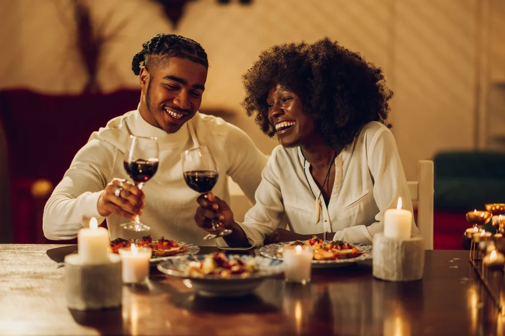 couple at a romantic dinner