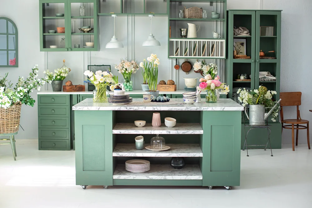 Kitchen with spring flowers