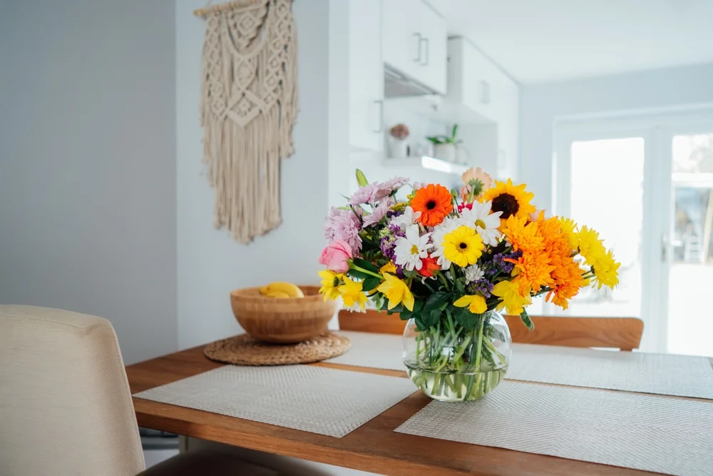 spring flowers on a table