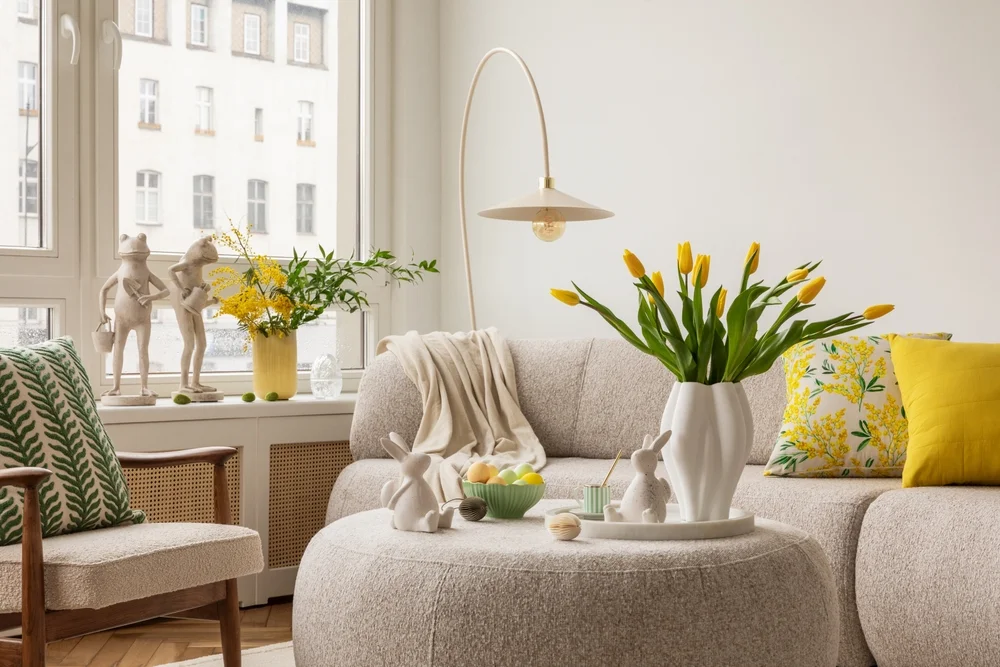 Living room with pops of color