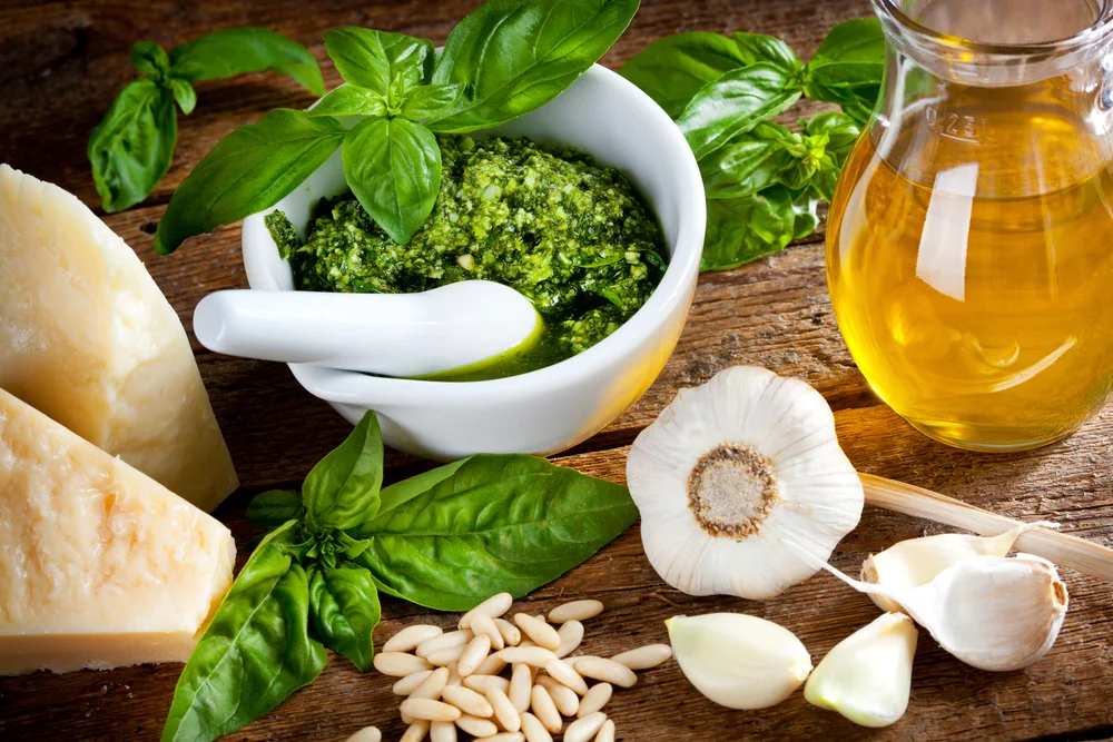 assortment of pesto ingredients