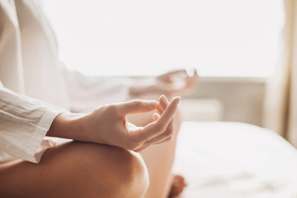 closeup of woman meditating