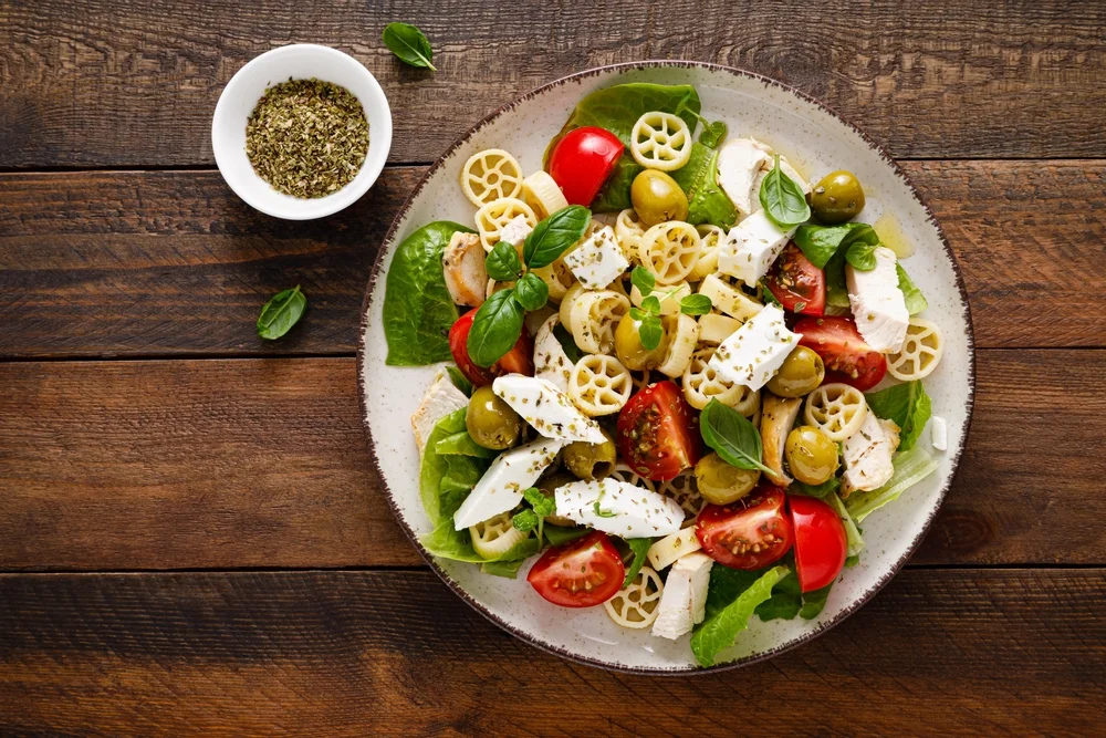 Caprese chicken pasta salad
