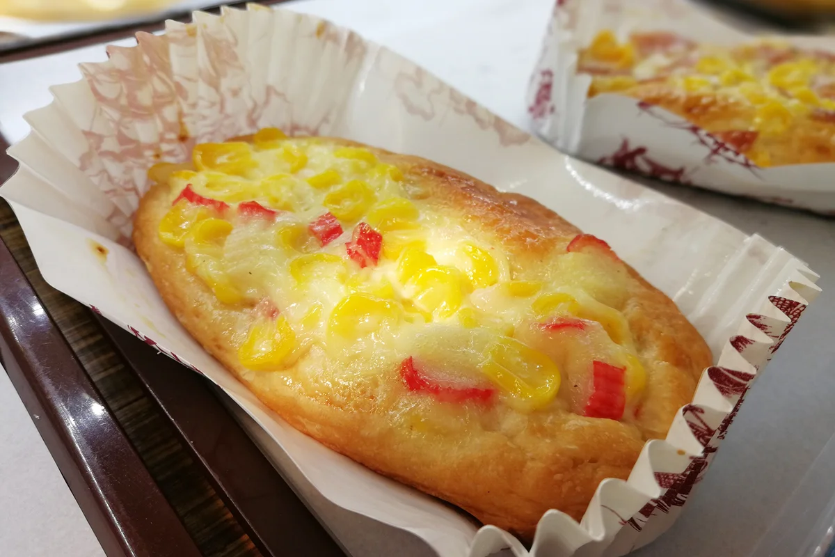 Crab stick corn salad bread homemade