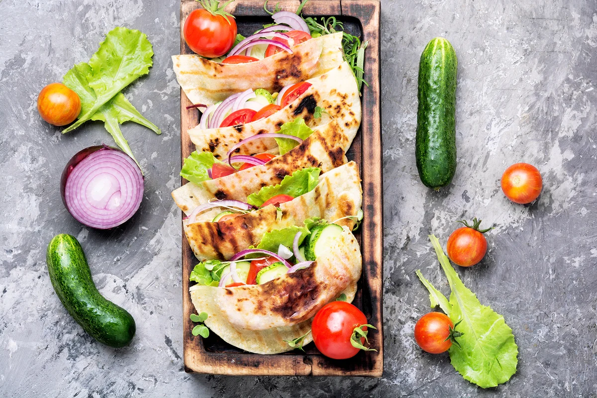 Vegetarian Pita Sandwich with fresh vegetables
