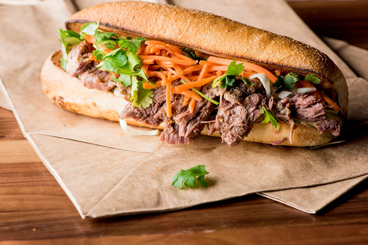 Bahn Mi Sandwich. Traditional classic Vietnamese sandwich