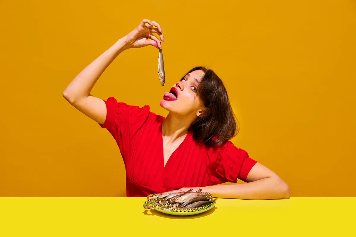 woman with weird food