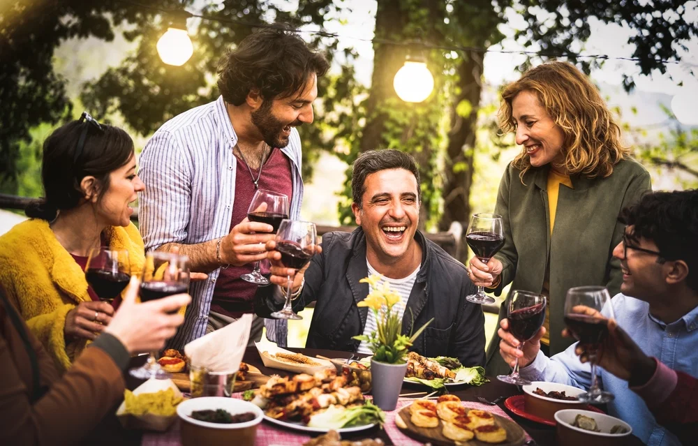 group of friends dining al fresco