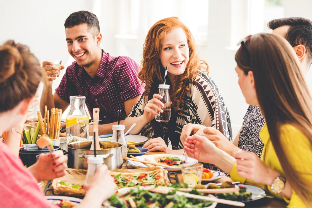 group of friends dining together