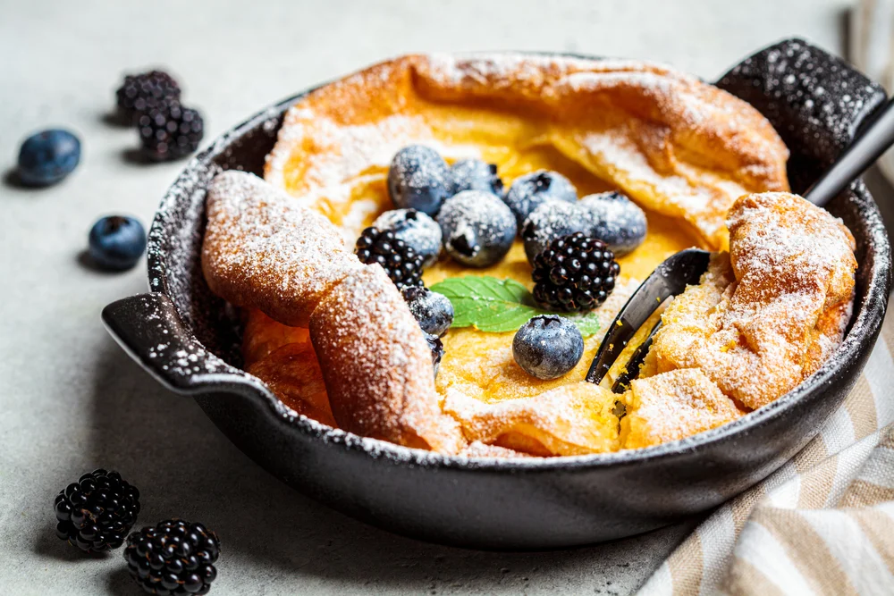 Dutch baby in a cast-iron pan