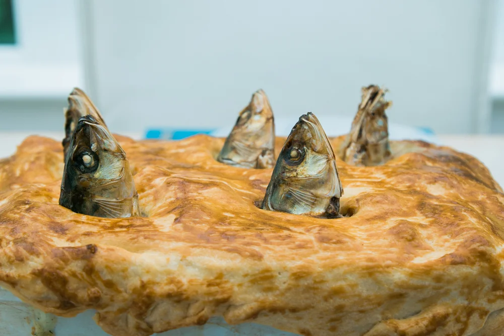 closeup view of stargazy pie