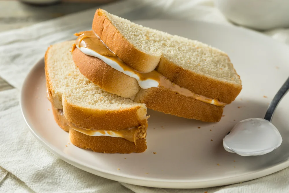 fluffernutter sandwich on a plate