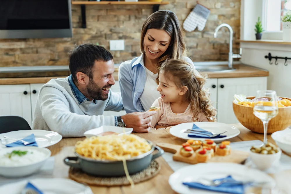 family having dinner