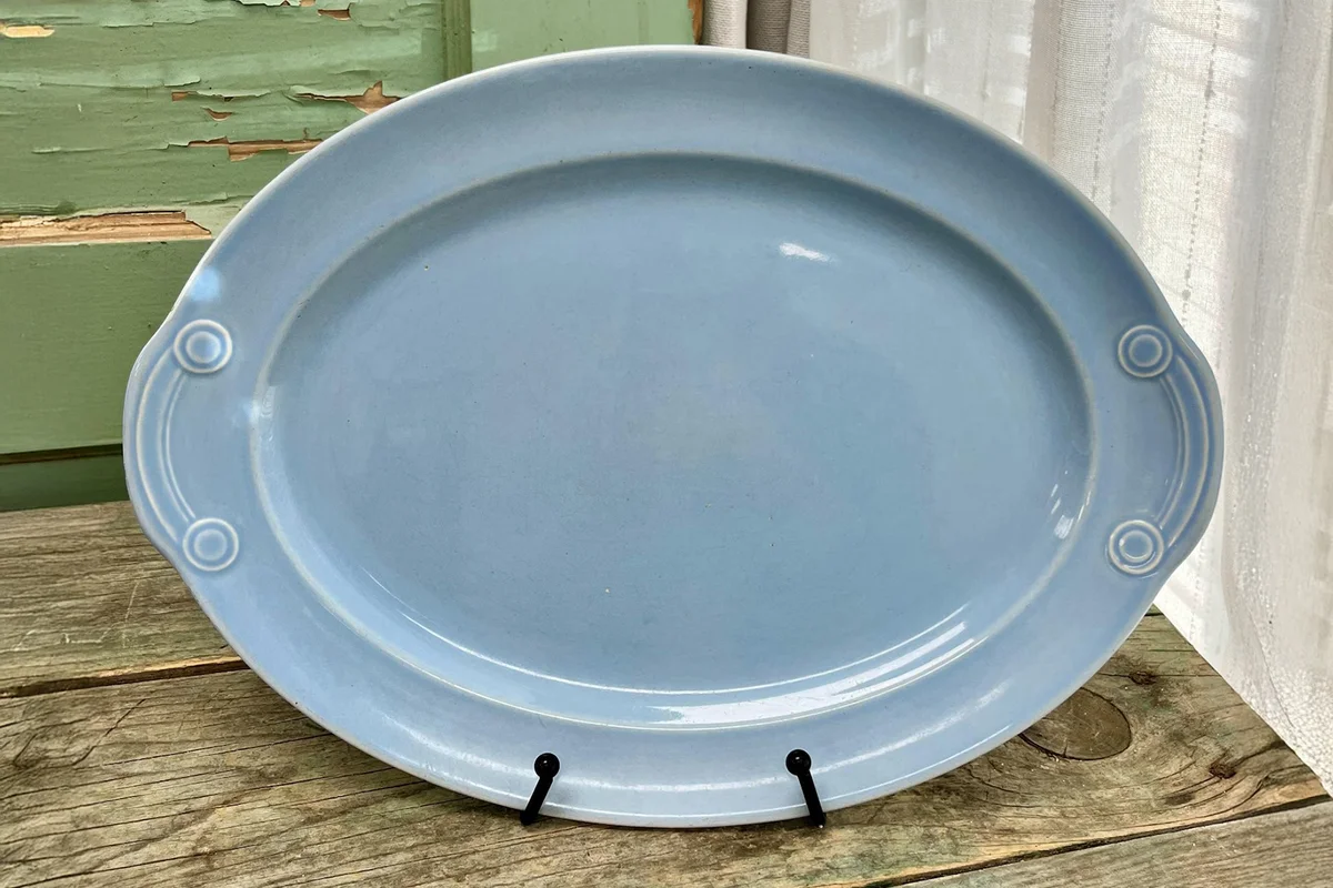 Lu-Ray Vintage oval platter, Pastel Blue, 1940's diner, Mid-century collectables