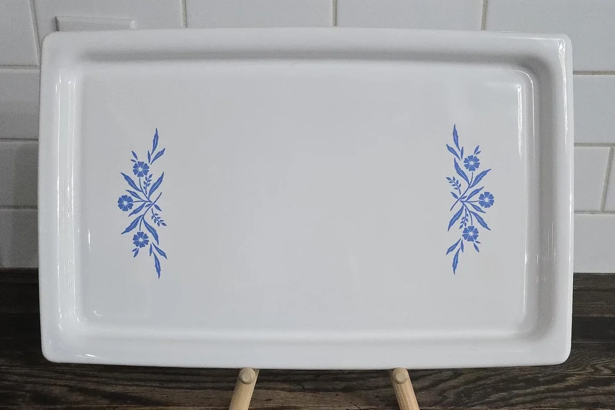 Vintage Corning Ware Blue Cornflower Broil Bake Tray P-35-B Serving Platter