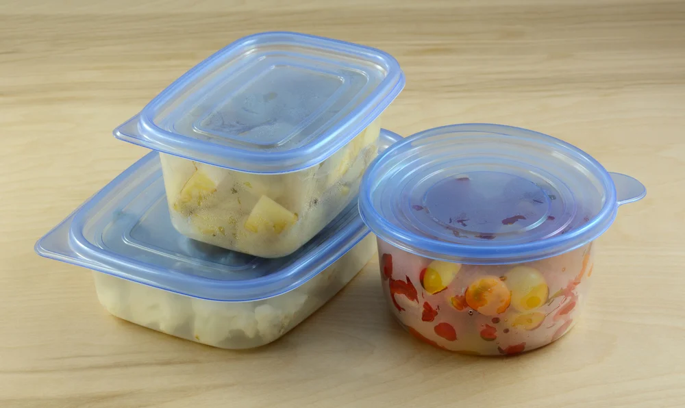 food in plastic storage containers