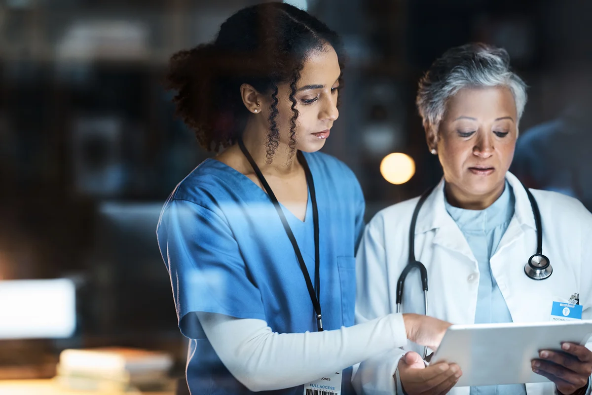 doctors and tablet for night medical research