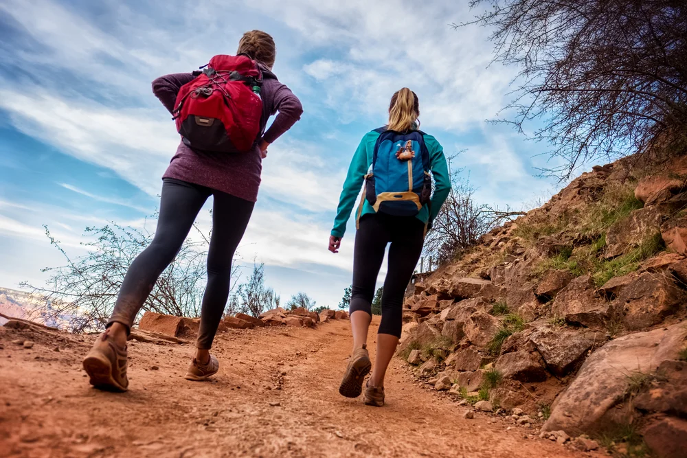 two women hiking