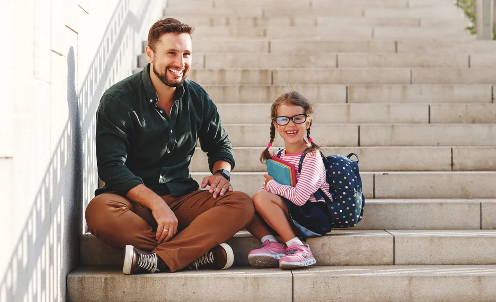 dad and daughter at school