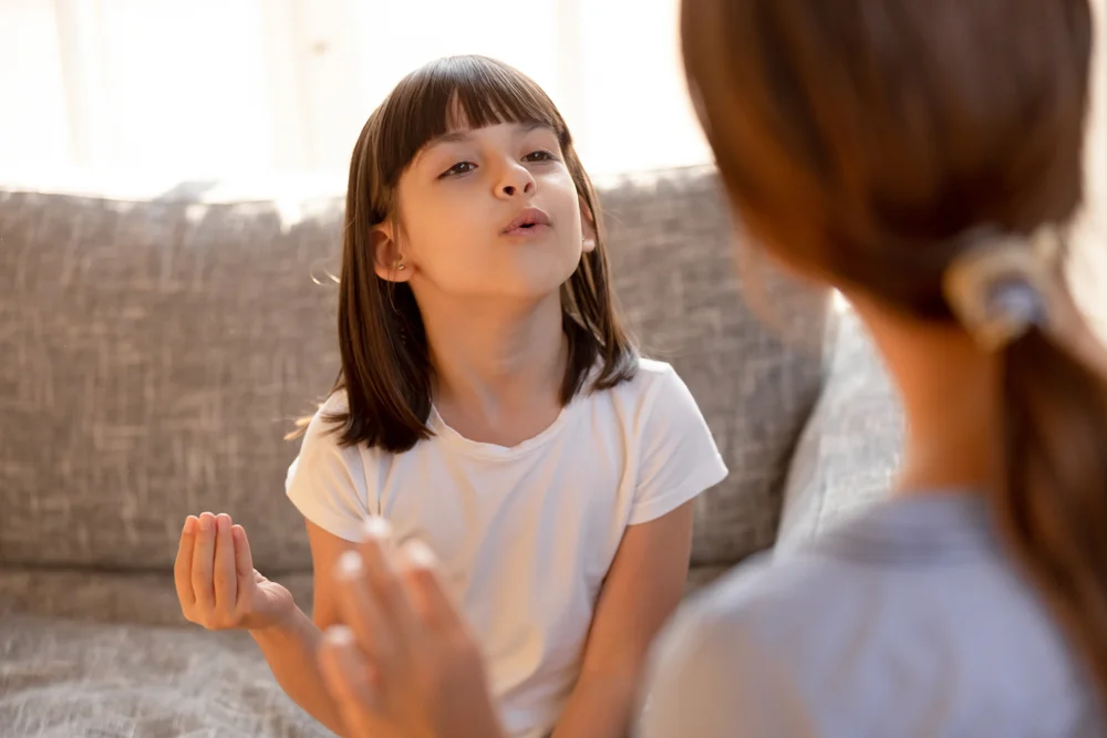 little girl talking