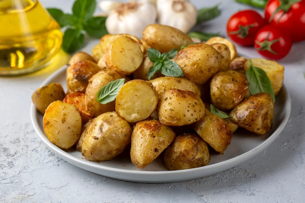 platter of roasted baby potatoes