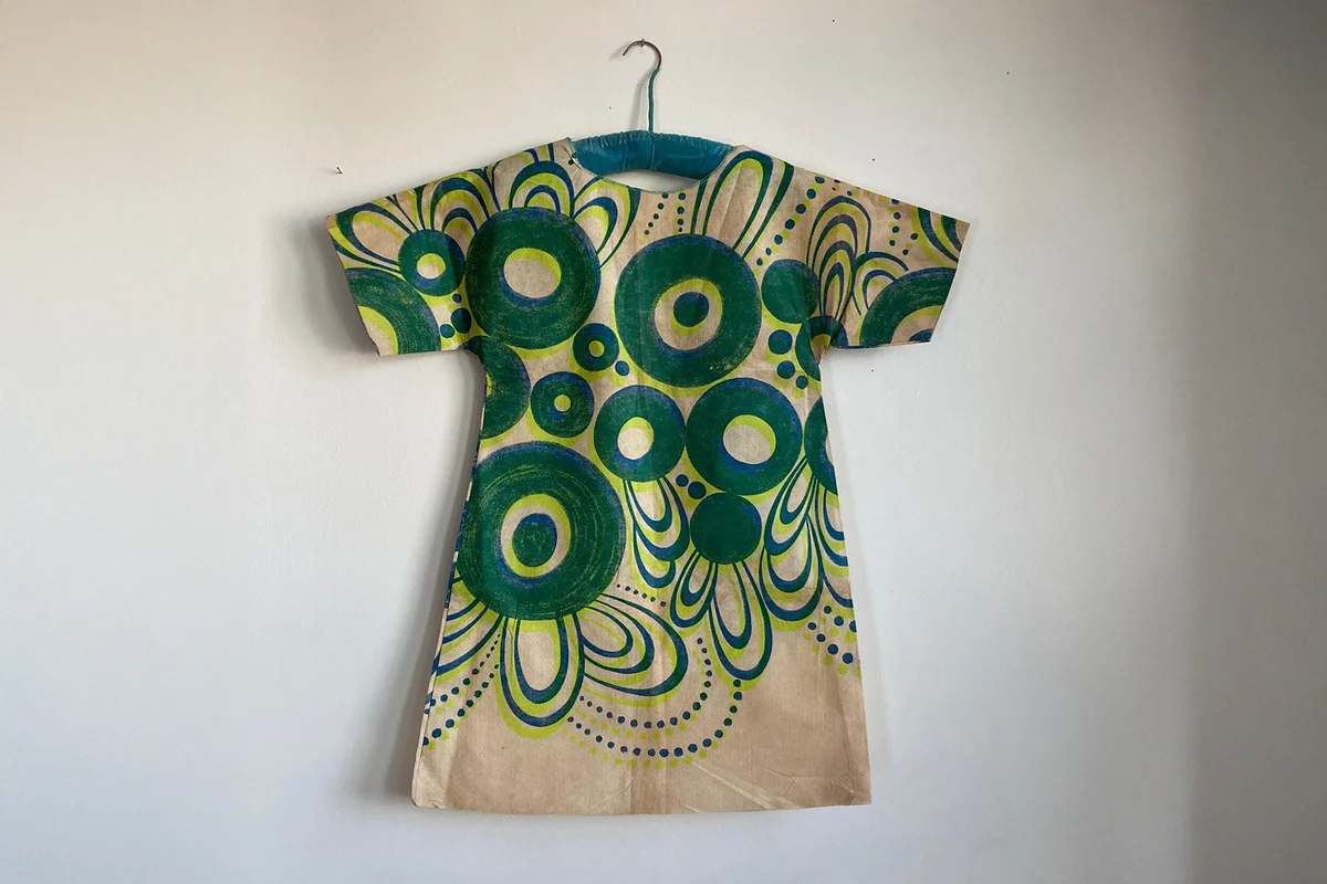 Rare 60s Paper Dress Abstract Polka Dot Dress