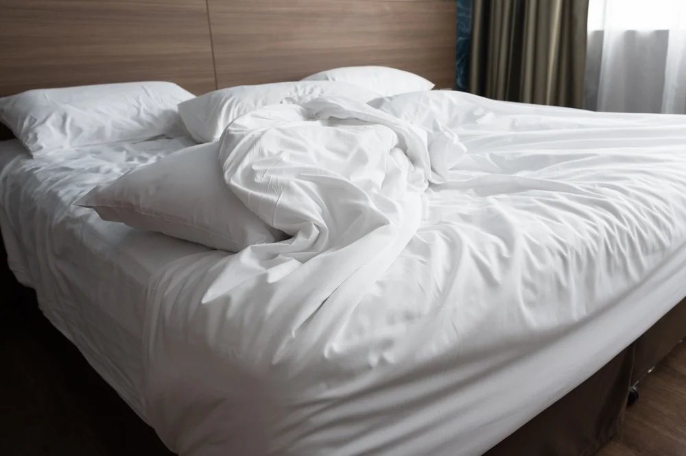 unmade bed