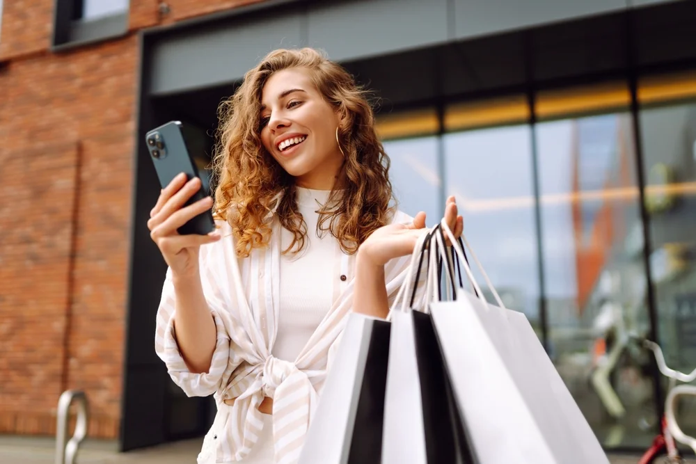 woman with shopping bags