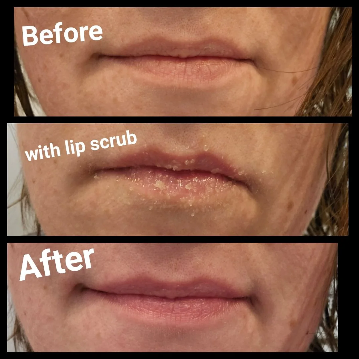Beauty by Earth Lip Scrub before/during/after by Jillian L. 