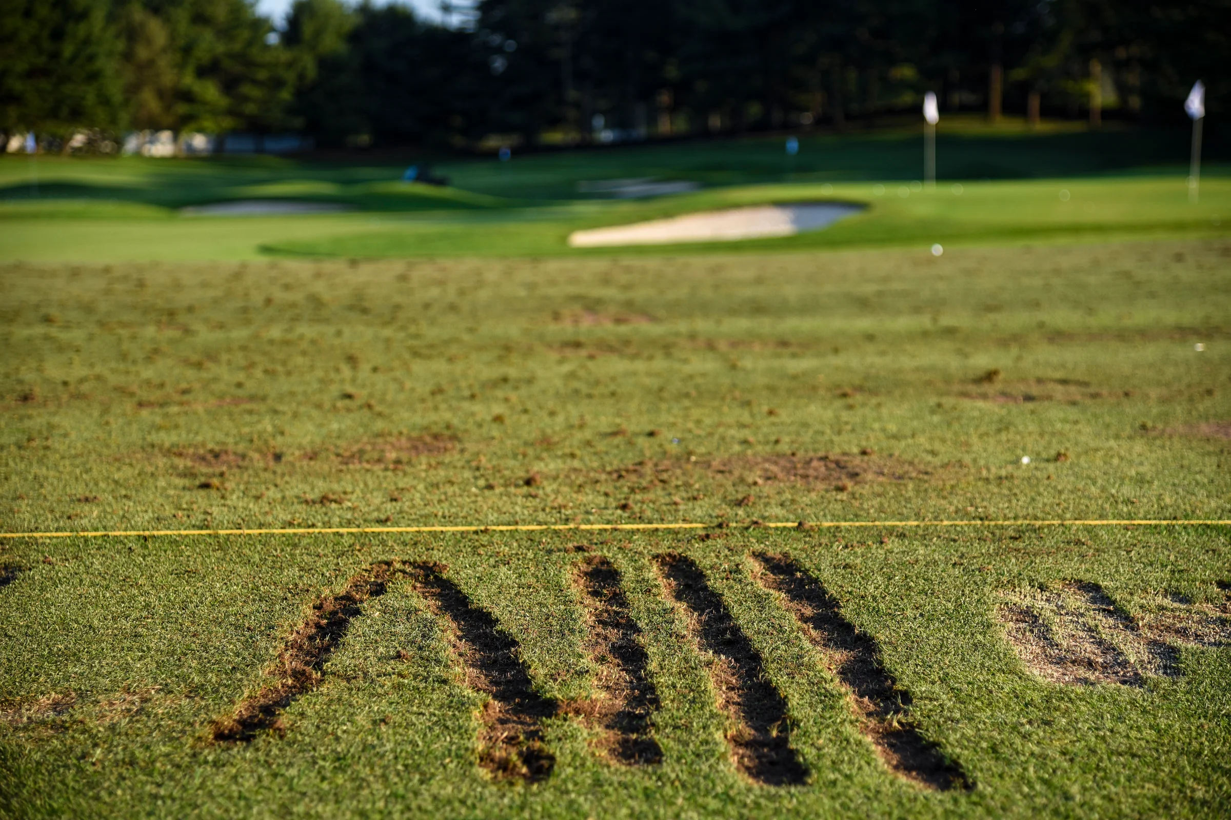 Divot pattern on a driving range
