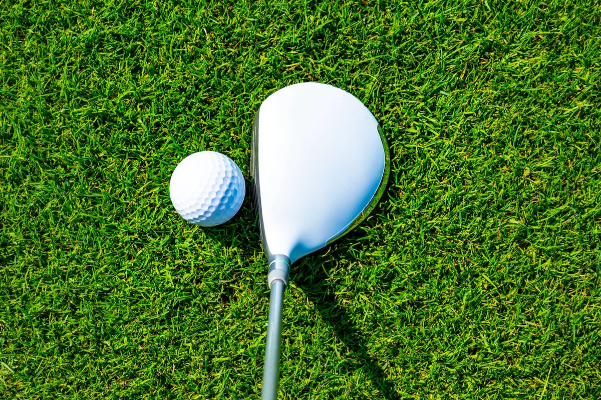 White driver next to golf ball