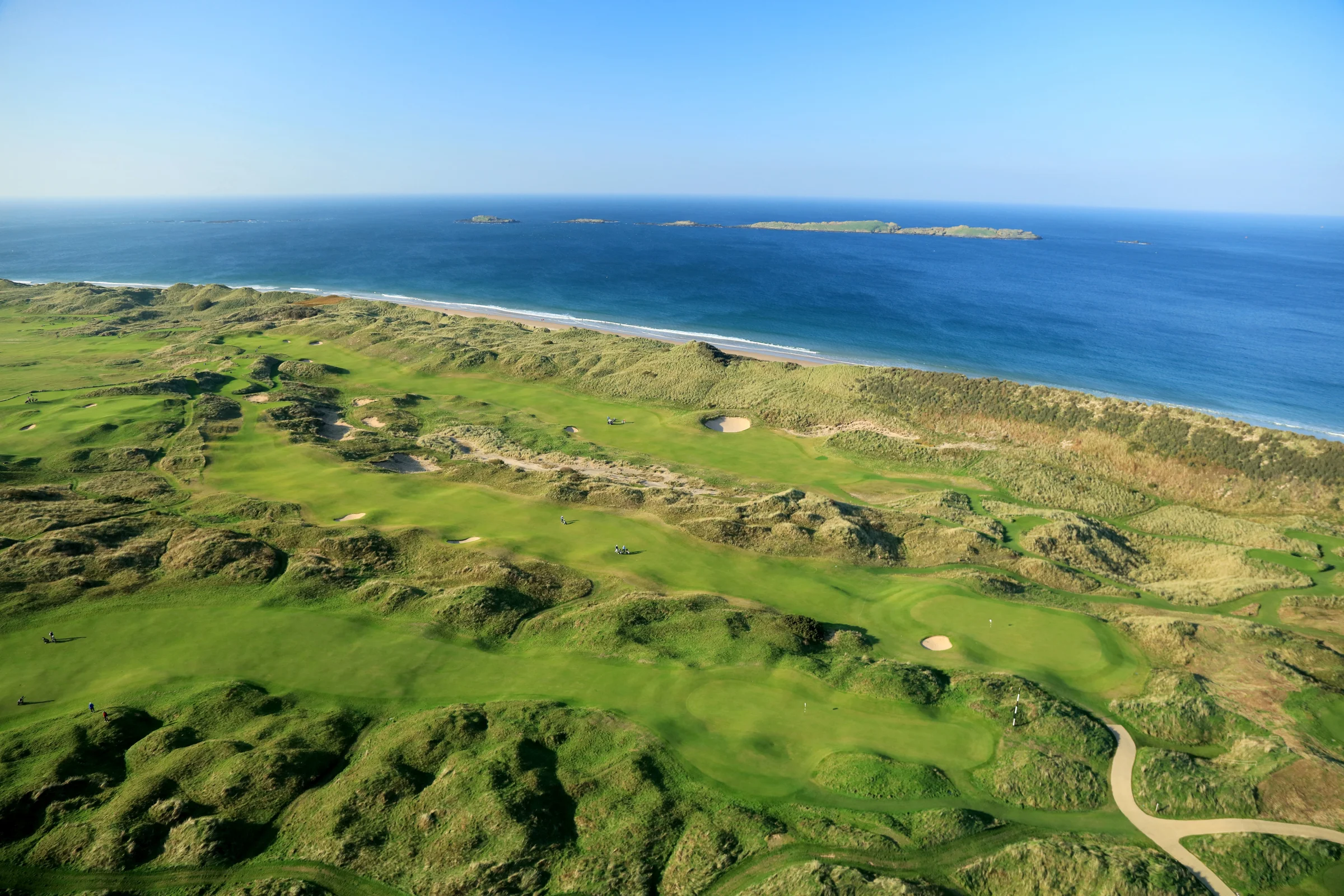 Aerial of Royal Portrush in Portrush, Northern Ireland