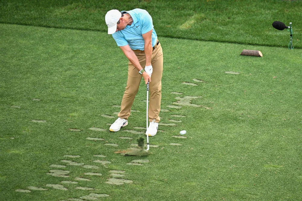Rory McIlroy maintains his posture until impact