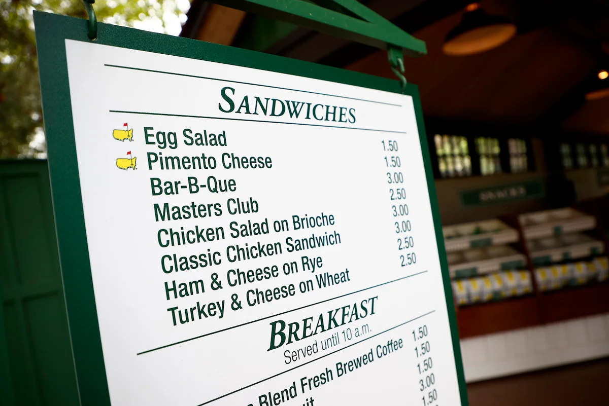 The Masters concessions menu
