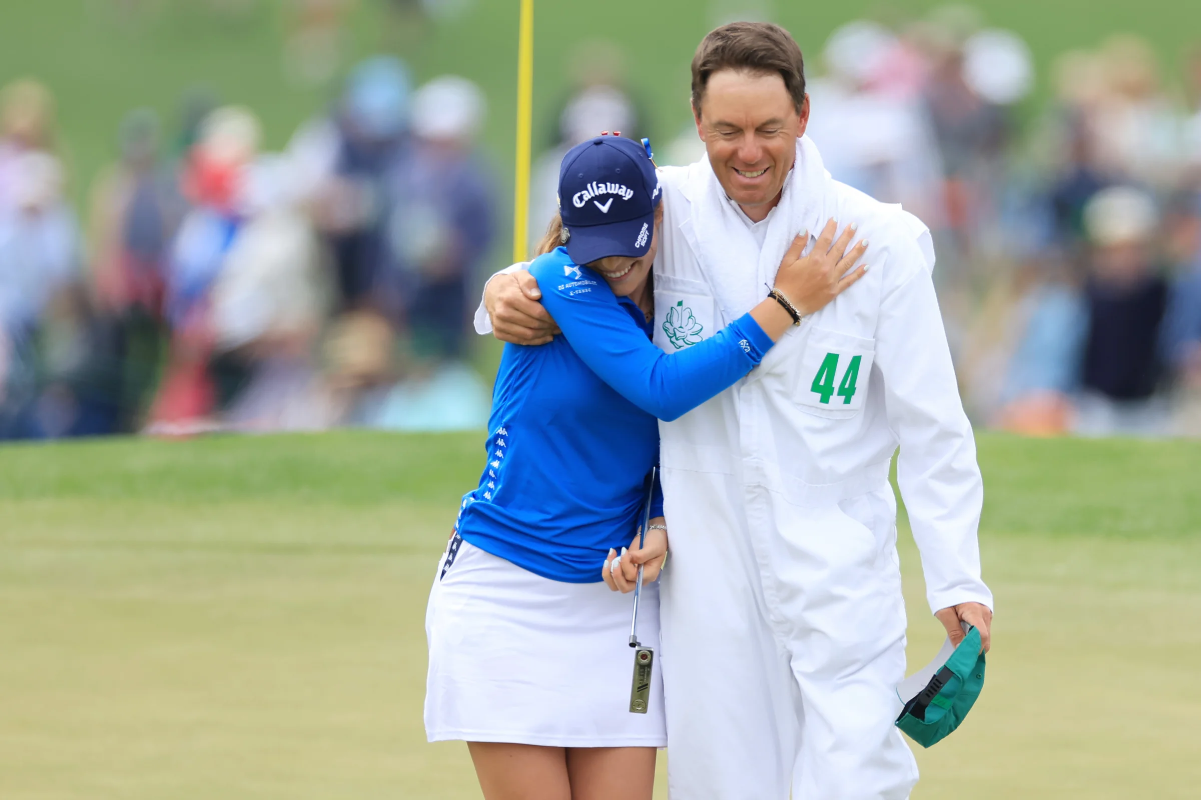 Bendetta Moresco hugs her caddie at the 2022 ANWA