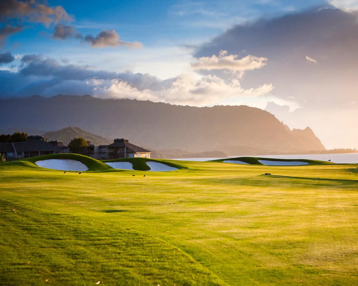 Princeville Golf course in sunset