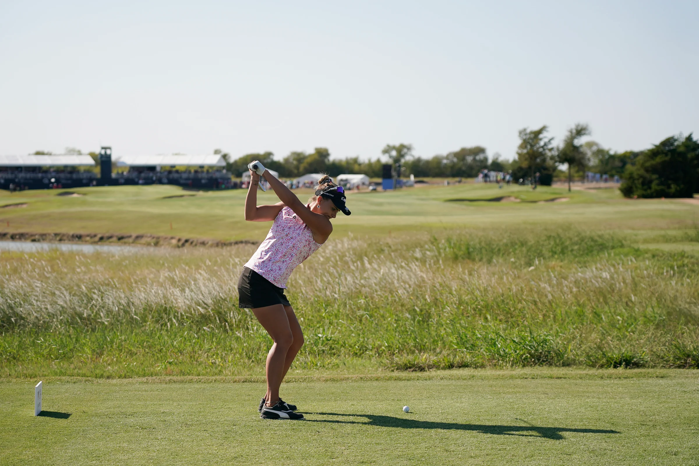 Lexi Thompson hits a tee shot at the Old American Golf Club
