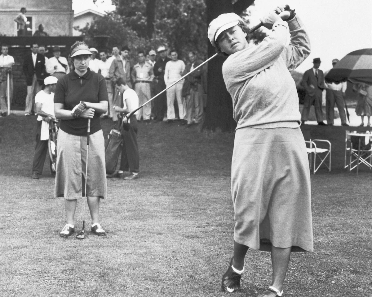 Patty Berg tees off Western Open