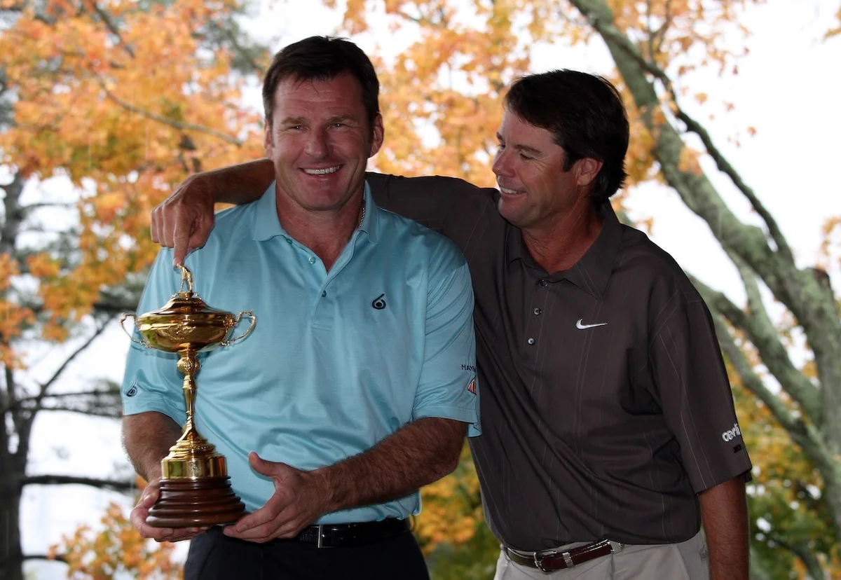 Nick Faldo holding Ryder Cup