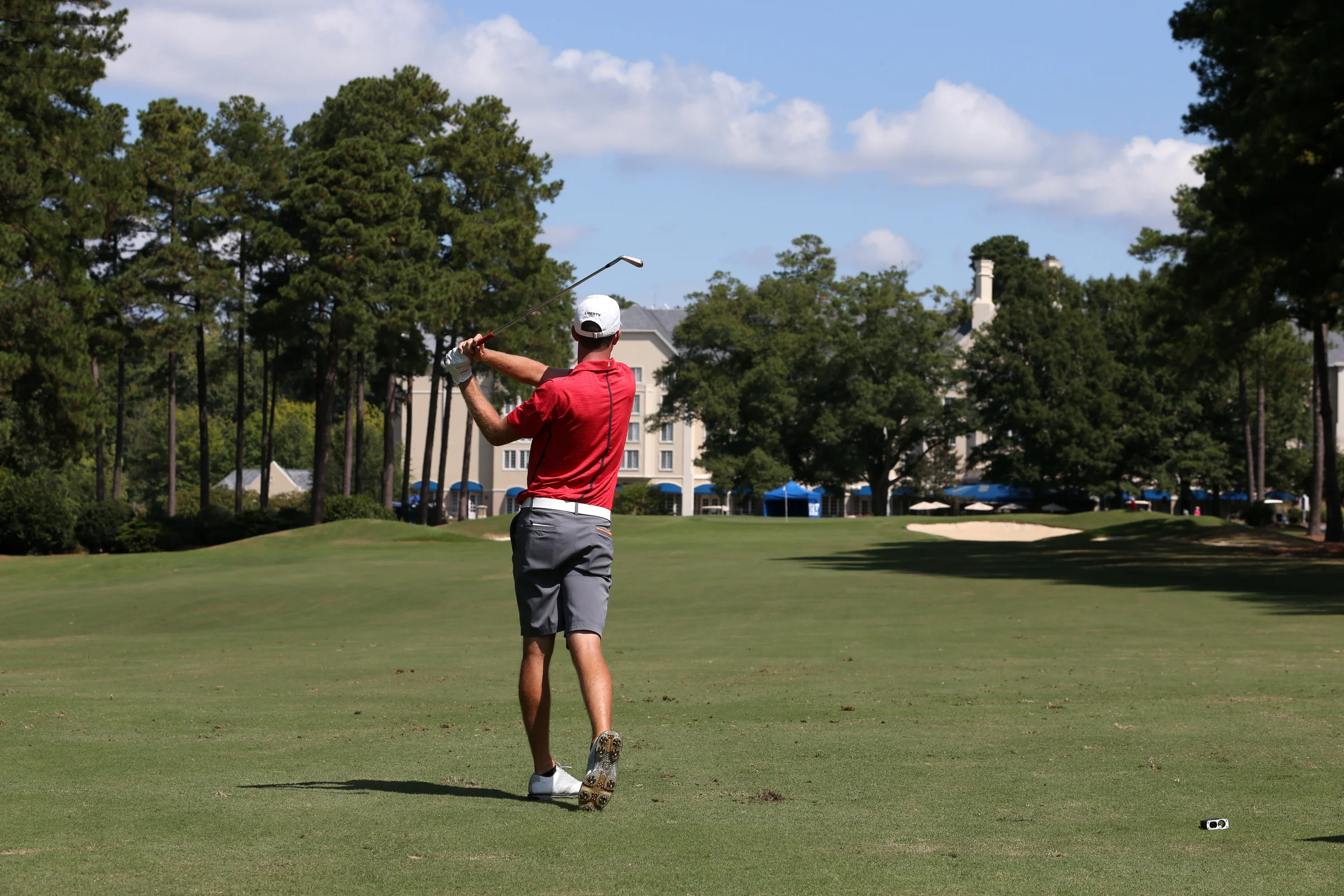 Golf shot at Duke University Golf Club 18th hole