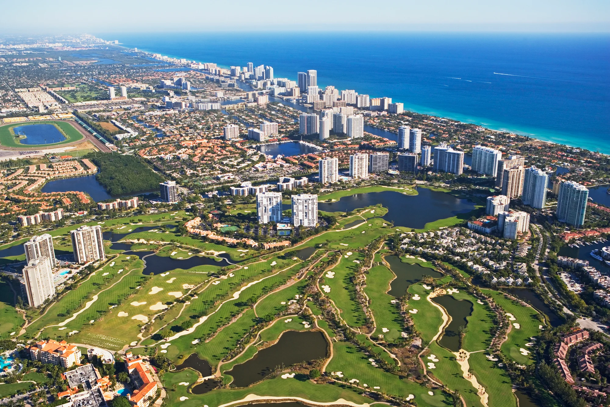 Aerial view of golf and beaches